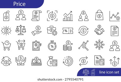 Price icon set. Invoice and discount