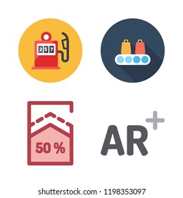 price icon set. vector set about supermarket, gas station, augmented reality and percentage icons set.