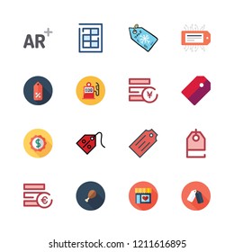 price icon set. vector set about augmented reality, supermarket, yen and price tag icons set.
