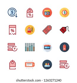 price icon set. vector set about tag, gas station, sound bars and discount icons set.