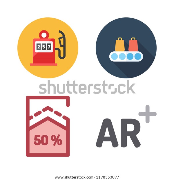 price icon set. vector
set about supermarket, gas station, augmented reality and
percentage icons set.