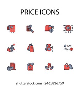 Conjunto de iconos de Precio.Vector.Trazo editable.signo de estilo lineal para el uso de Diseño web,logotipo.Ilustración de símbolo.