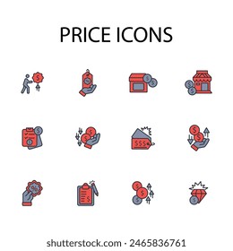 Price icon set.vector.Editable stroke.linear style sign for use web design,logo.Symbol illustration.