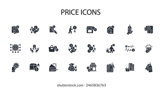 Conjunto de iconos de Precio.Vector.Trazo editable.signo de estilo lineal para el uso de Diseño web,logotipo.Ilustración de símbolo.
