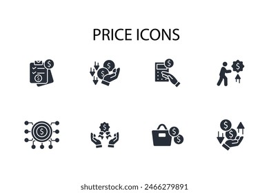 Conjunto de iconos de Precio.Vector.Trazo editable.signo de estilo lineal para el uso de Diseño web,logotipo.Ilustración de símbolo.