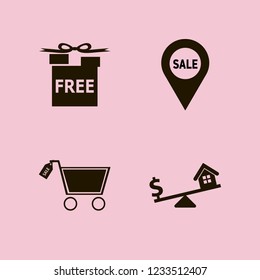 price icon. price vector icons set sale location, free gifts, dollar house scales and sale shopping cart