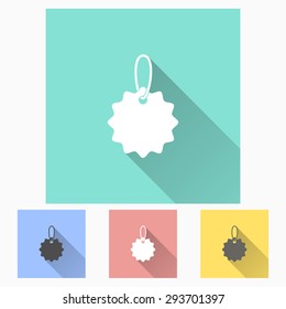 Price - icon is white with long shadow, flat design. Vector illustration.