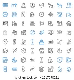 price icons set. Collection of price with best seller, tag, sold, online shopping, qr code, mobile shopping, percentage, supermarkets, voucher. Editable and scalable price icons.