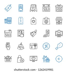 price icons set. Collection of price with percentage, gas, online shop, promotions, online shopping, supermarket, gift card, price tag, qr code. Editable and scalable price icons.