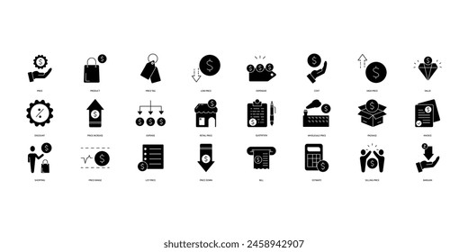 Conjunto de iconos de Precio. Conjunto de iconos de trazo editables.Conjunto de Precio
