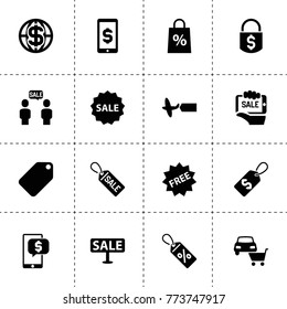 Price icons. vector collection filled price icons. includes symbols such as car shop, money lock, shopping tag, dollar sign on phone, sale. use for web, mobile and ui design.