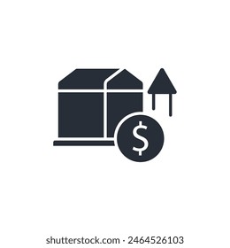 Icono de aumento de Precio. Vector.Trazo editable.Símbolo de estilo lineal para utilizar Diseño web,logotipo.Ilustración de símbolo.