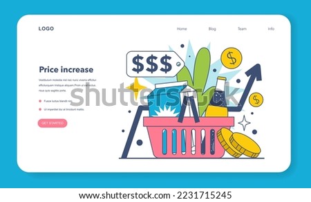 Price increase as a inflation expectations cycle part. Economics crisis and value of money decline implications. Flat vector illustration