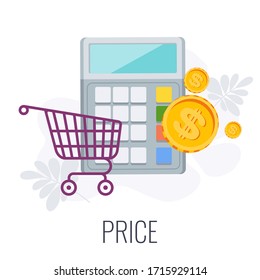 Price Infographics Pictogram. Successful content marketing strategy. Advertising campaign planning, promotion management. Flat vector illustration.