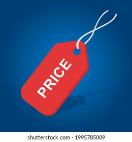 The price label design is a combination of red and blue background which is suitable for product sales promotions.
