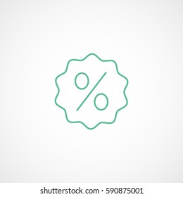 Price Label Discount Green Line Icon On White Background