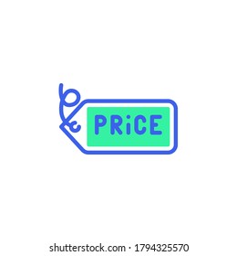 Vector de icono de etiqueta de precio, signo plano relleno, pictograma bicolor, etiqueta de precio color verde y azul. Símbolo, ilustración de logotipo