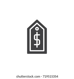 Price label icon vector, filled flat sign, solid pictogram isolated on white. Symbol, logo illustration.