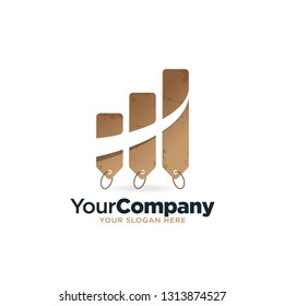 Price label tag growing graph logo template