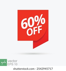 Price label tag. Sale promo badge, discount with the price is 60. Red tag for advertising campaign, special offer. Vector illustration isolated. EPS 10.