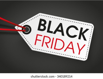 Price label with text black friday on the dark background. Eps 10 vector file.