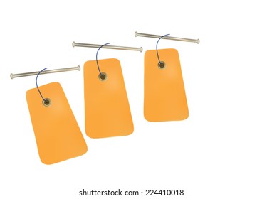 Price labels Sale hanging  isolated on white background