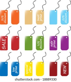 Price and labels tag sets - vector illustration. Remove easy the messages from the tags, change the color and write your own text on it.