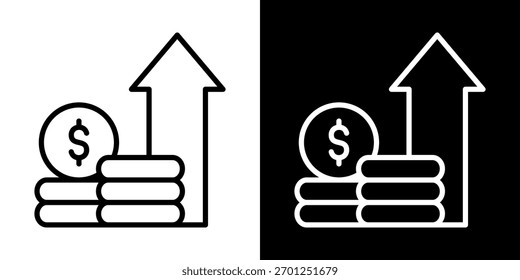 Icono de nivel de Precio de línea Ilustración vectorial de estilo blanco y negro