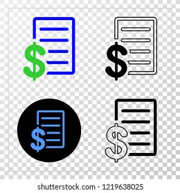 Price list EPS vector pictograph with contour, black and colored versions. Illustration style is flat iconic symbol on chess transparent background.