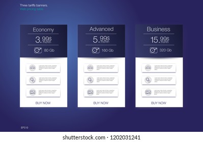 Price list for hosting, banner for the tariffs and price lists. Web elements.