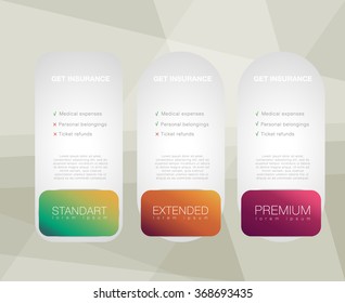 Price list, hosting plans and web boxes banners design. three tariffs. interface for the site. ui ux vector banner for web app.