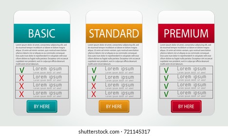 Price list, hosting plans and web boxes banners design. six tariffs. interface for the site. ui ux vector banner for website in flat design.