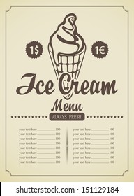 Price List For Ice Cream In A Retro Style