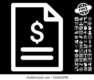 Price List icon with bonus calendar and time management pictures. Vector illustration style is flat iconic symbols, white color, black background.