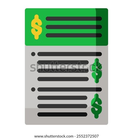 Price list Icon In Color Fill. Flat Style. Isolated on White Background