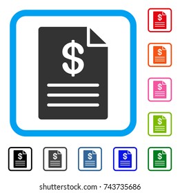 Price List icon. Flat gray iconic symbol in a blue rounded rectangular frame. Black, gray, green, blue, red, orange color variants of Price List vector.