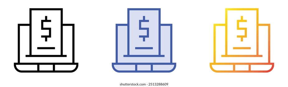 Icono de lista de Precios. Lineal, relleno azul y diseño de estilo degradado aislado sobre fondo blanco