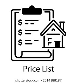 Icono de lista de Precios en estilo lineal 