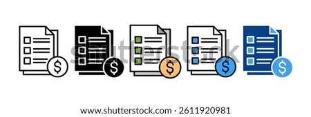 Price List Icon Set Multiple Style Collection