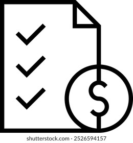 Icono de lista de Precios. Diseño de estilo lineal delgado aislado sobre fondo blanco