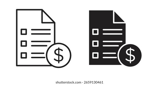 ícone de lista de preços vetor editável. conjunto de vetores pretos