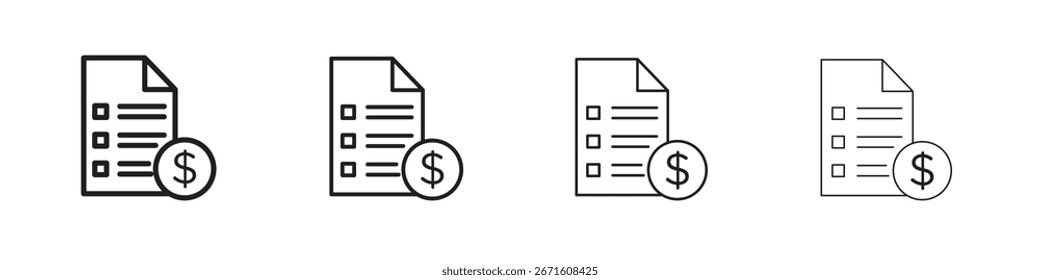 Price list icon vector illustration, line design icon. Editable strokes.