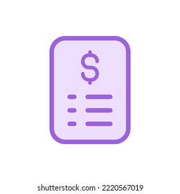 price list line icon in two colors isolated on white background. price list purple vector icon for web design, ui, mobile apps, print polygraphy and promo business