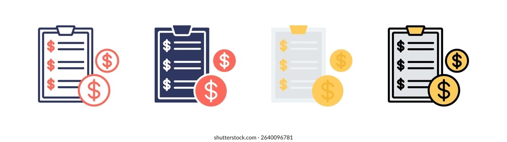 Price List Multi Style Icon Set Vector