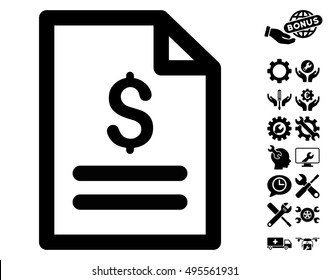 Price List pictograph with bonus tools pictures. Vector illustration style is flat iconic symbols, black color, white background.