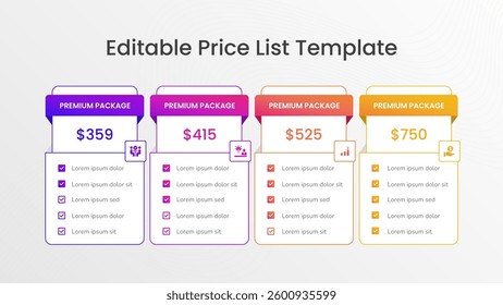 Price List Template Customizable Design for Business, Services, and Product Pricing