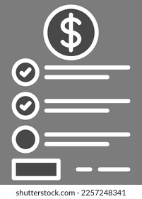 Icono vectorial Lista de precios. Se puede usar para imprimir, móviles y aplicaciones web.