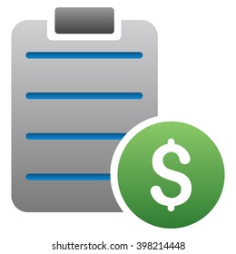 Price List vector toolbar icon for software design. Style is a gradient icon symbol on a white background.