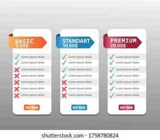 Price List,hosting Plans And Web Boxes Template Design