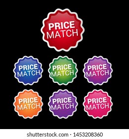 price match - glossy labels or tags. circle sticker with gradient color.trendy color. modern design.set 